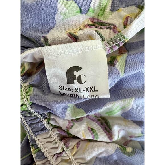 NWT FACTORIES CONNECTION BLUE FLORAL POLY SPANDEX COLD SHOULDER SUN DRESS XL-XXL - Picture 9 of 10